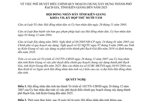 Nghị quyết 04/2008/NQ-HĐND điều chỉnh quy hoạch chung xây dựng thành phố Rạch Giá Kiên Giang 2025