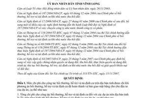 Quyết định 02/2008/QĐ-UBND chi phí cho công tác bồi thường hỗ trợ tái định cư trên địa bàn Vĩnh Long