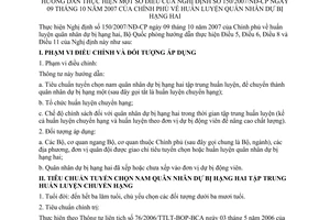 Thông tư 03/2008/TT-BQP huấn luyện quân nhân dự bị hạng hai hướng dẫn Nghị định 150/2007/NĐ-CP