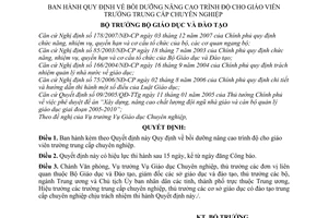 Quyết định  01/2008/QĐ-BGDĐT quy định về bồi dưỡng nâng cao trình độ cho giáo viên trường trung cấp chuyên nghiệp