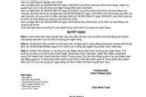 Quyết định  01/2008/QĐ-NHNN quy định mở và chấm dứt hoạt động chi nhánh, văn phòng đại diện của tổ chức tín dụng phi ngân hàng