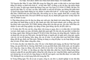 Chỉ thị 01/2008/CT-UBND tổ chức đón Tết Nguyên đán Mậu tý năm 2008 Ninh Bình