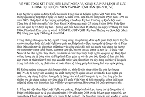 Chỉ thị 02/CT-BQP tổng kết thực hiện Luật Nghĩa vụ quân sự, Pháp lệnh lực lượng dự bị động viên Pháp lệnh dân quân tự vệ