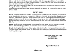 Quyết định  02/2008/QĐ-UBND  quy định về bảng giá nhà, vật kiến trúc xây dựng mới