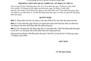 Nghị quyết 02/2008/NQ-HĐND kế hoạch xây dựng cơ bản năm 2008 quận 2