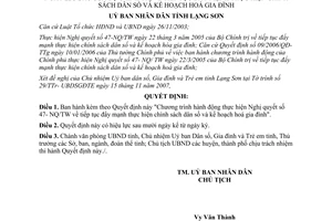 Quyết định 02/2008/QĐ-UBND thực hiện Nghị quyết 47-NQ/TW Lạng Sơn