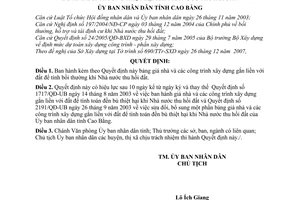 Quyết định 53/2008/QĐ-UBND bảng giá nhà các công trình xây dựng