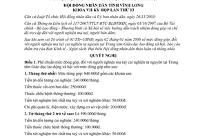 Nghị quyết 69/2008/NQ-HĐND mức đóng góp người cai nghiện ma tuý tự nguyện Vĩnh Long