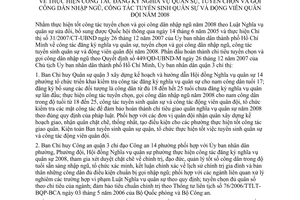 Chỉ thị 01/2008/CT-UBND thực hiện công tác đăng ký NVQS tuyển chọn gọi công dân nhập ngũ công tác tuyển sinh QS động viên  QĐ năm 2008