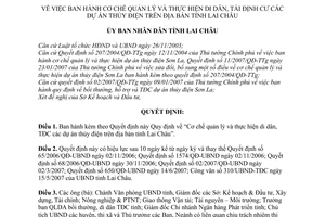 Quyết định 02/2008/QĐ-UBND  cơ chế quản lý thực hiện di dân, tái định cư