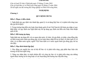 Nghị định 05/2008/NĐ-CP quỹ bảo vệ phát triển rừng