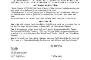 Quyết định 02/2008/QĐ-BTC quy định nhiệm vụ, quyền hạn và cơ cấu tổ chức của các ban, văn phòng, cơ quan đại diện và thanh tra Uỷ ban chứng khoán NN