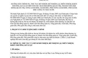 Thông tư 01/2008/TT-BNV trình tự thủ tục bổ nhiệm lại miễn nhiệm khen thưởng kỷ luật Chủ tịch Hội đồng quản trị Phó Tổng giám đốc công ty nhà nước