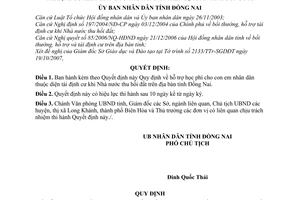 Quyết định 05/2008/QĐ-UBND hỗ trợ học phí cho con em nhân dân diện tái định cư khi nước thu hồi đất
