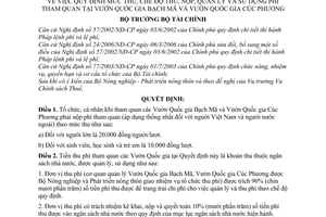 Quyết định 03/2008/QĐ-BTC quy định mức thu, chế độ thu, nộp, quản lý và sử dụng phí tham quan tại Vườn quốc gia Bạch Mã và Vườn quốc gia Cúc Phương