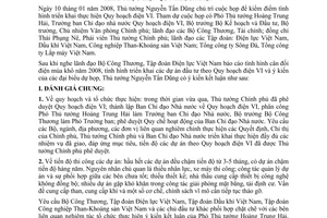 Thông báo 08/TB-VPCP ý kiến kết luận Thủ tướng Nguyễn Tấn Dũng họp triển khai thực hiện quy hoạch điện VI