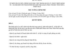 Quyết định 11/2008/QĐ-TTg cơ chế, chính sách đặc thù trong quản lý, phát triển kinh tế - xã hội đối với thành phố Huế thuộc tỉnh Thừa Thiên Huế