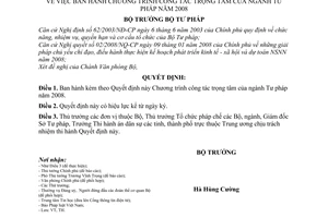 Quyết định  49/QĐ-BTP  chương trình công tác trọng tâm của ngành tư pháp năm 2008