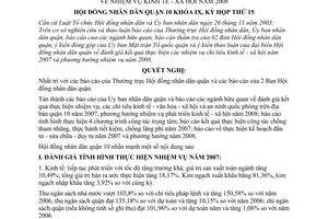 Nghị quyết 01/2008/NQ-HĐND nhiệm vụ kinh tế - xã hội năm 2008 quận 10