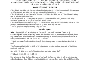 Quyết định 93/QĐ-BTC hướng dẫn thực hiện xử lý vi phạm pháp luật  thuế  đính chính phụ lục  1 theo TT  61/2007/TT-BTC