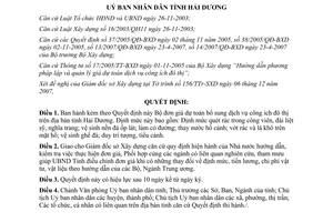 Quyết định 05/2008/QĐ-UBND đơn giá dự toán bổ sung dịch vụ công ích đô thị Hải Dương