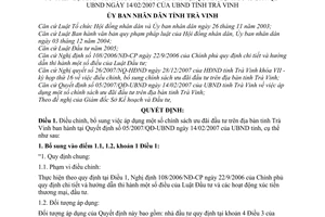 Quyết định 05/2008/QĐ-UBND điều chỉnh áp dụng chính sách ưu đãi đầu tư