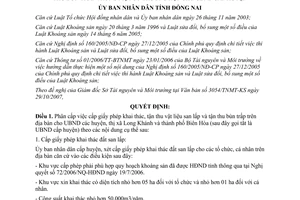 Quyết định 08/2008/QĐ-UBND về phân cấp việc cấp giấy phép khai thác vật liệu san