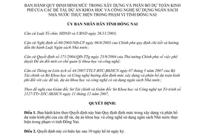 Quyết định 06/2008/QĐ-UBND phân bổ dự toán kinh phí khoa học công nghệ Đồng Nai