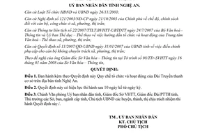 Quyết định 10/2008/QĐ-UBND Quy chế tổ chức hoạt động Đài truyền thanh cơ sở Nghệ An