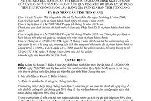 Quyết định 03/2008/QĐ-UBND sửa đổi QĐ 43/2006/QĐ-UBND chế độ quản lý, sử dụng tiền thu từ chống buôn lậu, hàng giả trên địa bàn tỉnh Tiền Giang