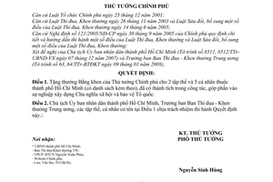 Quyết định 91/QĐ-TTg  tặng thưởng Bằng khen của Thủ tướng Chính phủ