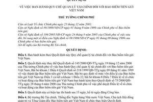 Quyết định  13/2008/QĐ-TTg quy chế quản lý tài chính đối với bảo hiểm tiền gửi Việt Nam