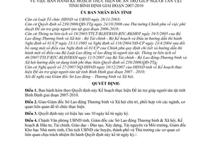Quyết định 05/2008/QĐ-UBND  kế hoạch thực hiện đề án trợ giúp người tàn tật tỉnh Bình Định giai đoạn 2007-2010