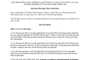 Quyết định 0338/QĐ-BCT năm 2008 chức năng nhiệm vụ quyền hạn cơ cấu Cục TMĐT