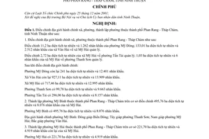 Nghị định 08/2008/NĐ-CP điều chỉnh địa giới hành chính xã, phường, thành lập phường thuộc thành phố Phan Rang - Tháp Chàm, tỉnh Ninh Thuận
