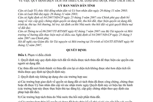 Quyết định 03/2008/QĐ-UBND quy định diện tích tối thiểu các loại đất được phép tách thửa