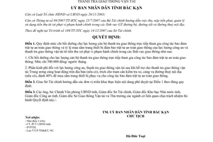 Quyết định 128/QĐ-UBND 2008 mức chi bồi dưỡng cho lực lượng cán bộ thanh tra giao thông Bắc Kạn