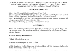 Quyết định 15/2008/QĐ-TTg cơ chế quản lý, điều hành vốn cho vay của Quỹ quốc gia việc làm