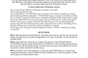 Quyết định 05/2008/QĐ-UBND quy định thủ tục giao đất, cho thuê đất, thu hồi đất,chuyển mục đích SD đất với tổ chức,hộ GĐ,cá nhân tỉnh Bắc Giang