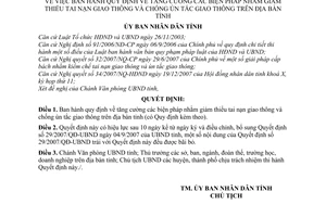 Quyết định 09/2008/QĐ-UBND quy định tăng cường các biện pháp nhằm giảm thiểu tai nạn giao thông và chống ùn tắc giao thông trên địa bàn tỉnh