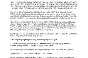 Thông báo 27/TB-BGTVT-UBND 2008 giải quyết vướng mắc giải phóng mặt bằng cải tạo QL6 Sơn La