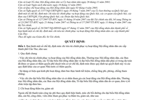 Quyết định  09/2008/QĐ-UBND  chế độ, định mức chi tiêu tài chính phục vụ hoạt động hội đồng nhân dân các cấp  Cần Thơ