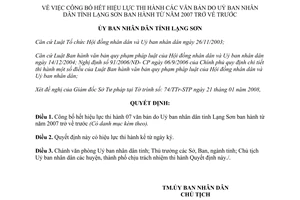 Quyết định 189/QĐ-UBND năm 2008 công bố hết hiệu lực văn bản Lạng Sơn