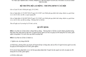 Quyết định 179/QĐ-LĐTBXH 2008 chức năng nhiệm vụ quyền hạn cơ cấu Cục Bảo trợ xã hội