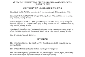 Quyết định 156/2008/QĐ-UBND Quy định tiêu chuẩn cán bộ công chức Cao Bằng