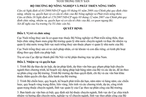 Quyết định 24/2008/QĐ-BNN  quy định chức năng, nhiệm vụ, quyền hạn và cơ cấu tổ chức của Cục Nuôi trồng thuỷ sản