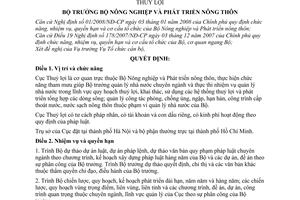 Quyết định 25/2008/QĐ-BNN  quy định chức năng, nhiệm vụ, quyền hạn và cơ cấu tổ chức của Cục Thuỷ lợi