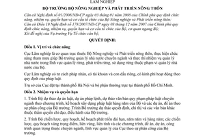 Quyết định  21/2008/QĐ-BNN quy định chức năng, nhiệm vụ, quyền hạn và cơ cấu tổ chức của Cục Lâm nghiệp