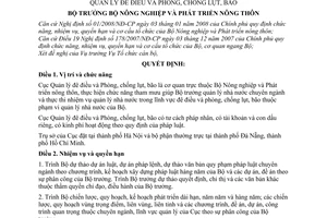 Quyết định  26/2008/QĐ-BNN  quy định chức năng, nhiệm vụ, quyền hạn và cơ cấu tổ chức của Cục Quản lý đê điều và phòng, chống lụt, bão