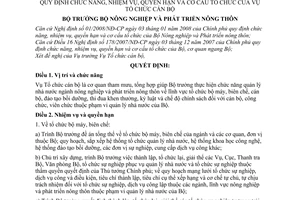 Quyết định  13/2008/QĐ-BNN  quy định chức năng, nhiệm vụ, quyền hạn và cơ cấu tổ chức của Vụ Tổ chức cán bộ